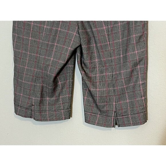 ADIDAS GOLF Women’s Embroidered Mid Rise Plaid Bermuda Pink Gray Shorts sz 10 - Picture 7 of 13
